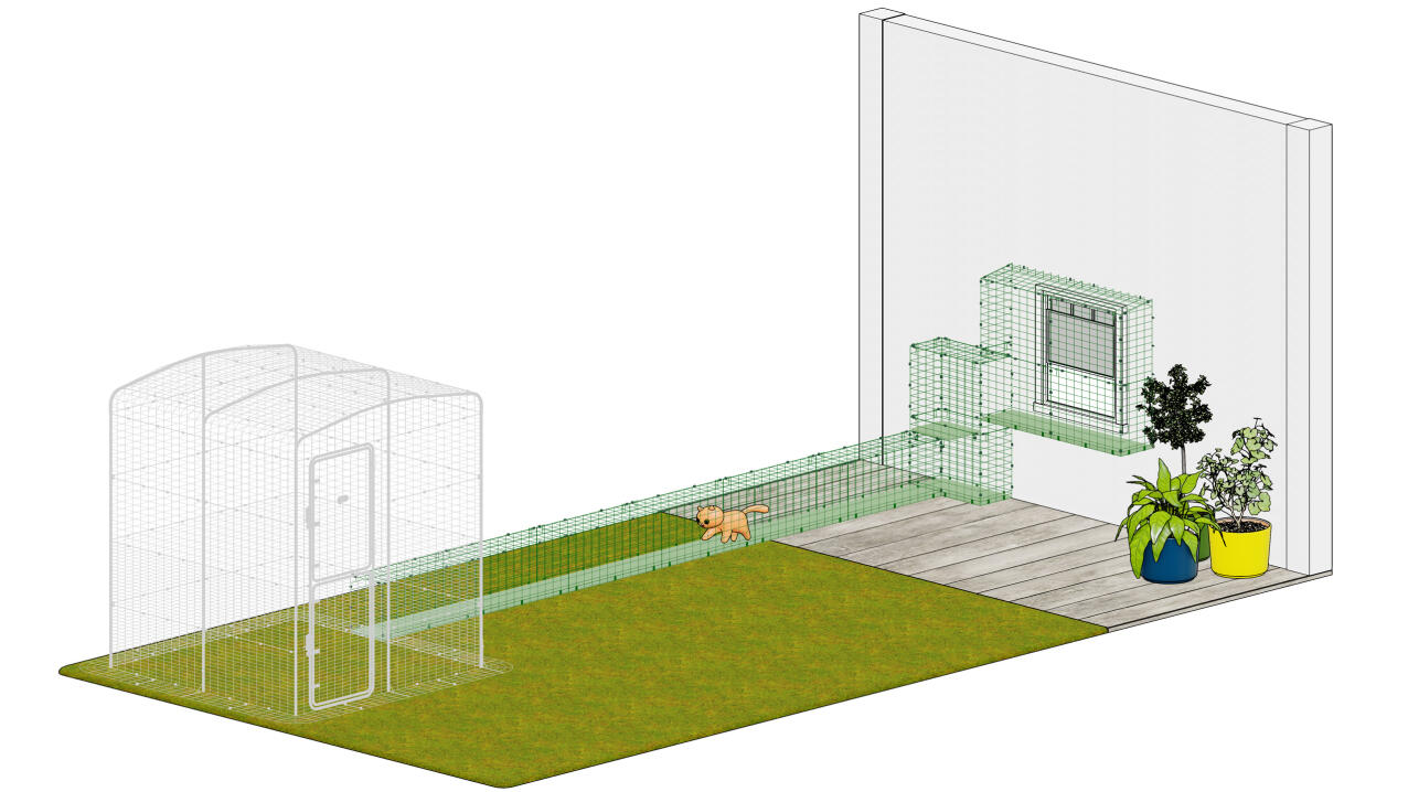 Catio outdoor cat enclosure tunnel walkway customizable set up