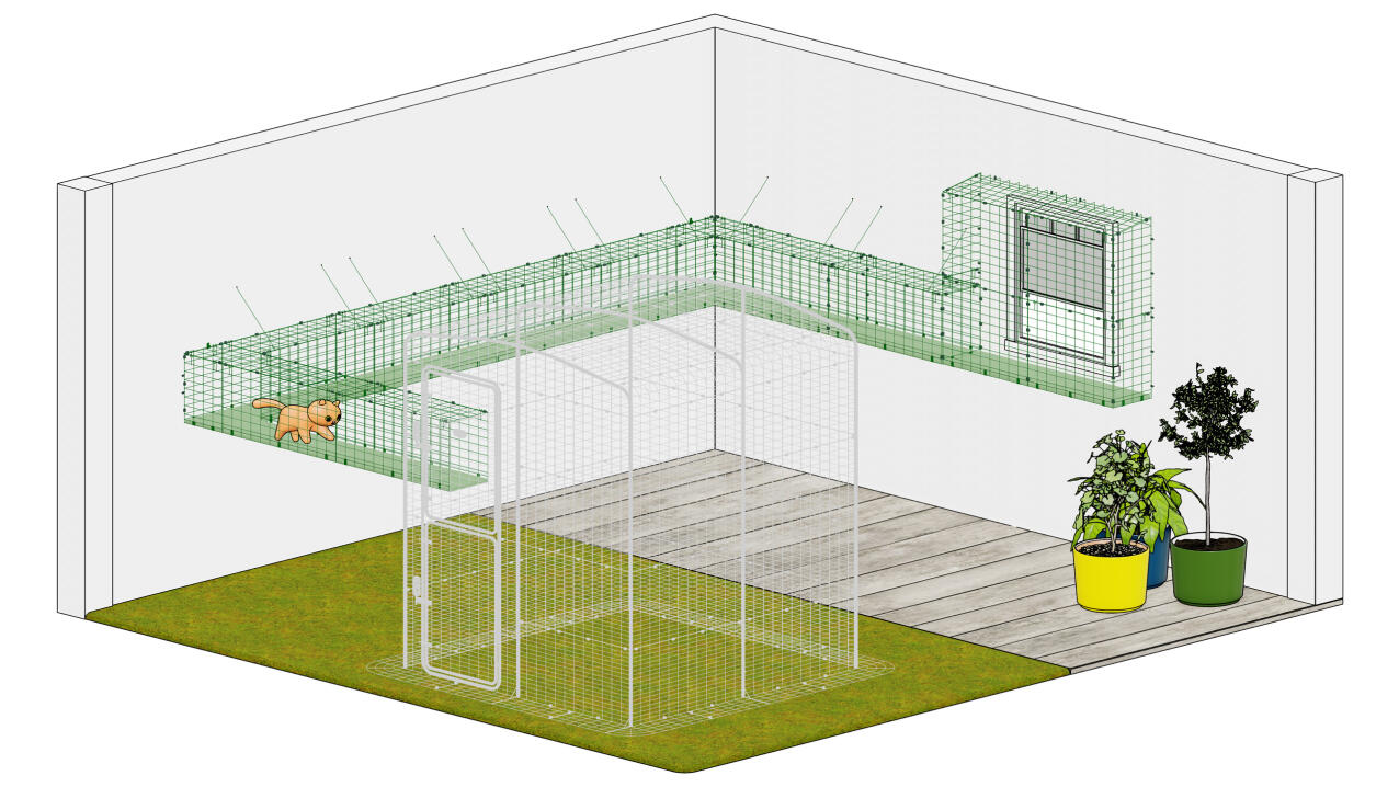 Catio outdoor cat enclosure tunnel walkway customizable set up